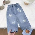 thumbnail image 6 of EnJoCho Teen Girls Cargo Jeans Wide Leg Washed Distressed Baggy Elastic Waist Vintage Denim Trousers Trendy Bottoms For Kids Back-to-School Casual Streetwear Wear, 6 of 9
