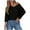 Black, variant on Summer Fashion 3/4 Sleeve T Shirts for Women Plus Size Casual Solid Color Back With Patch V Neck Pullover