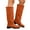 Orange, variant on Women's Wide Calf Suede Slouchy Knee High Boots Vintage Block Low Heel Slip On Dress Riding Booties