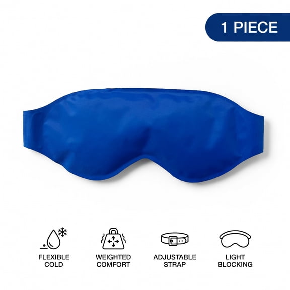 Reusable Cooling Eye Mask, Weighted Cold Gel Compress Sleeping Blindfold with Adjustable Strap for Puffy Eyes Blue
