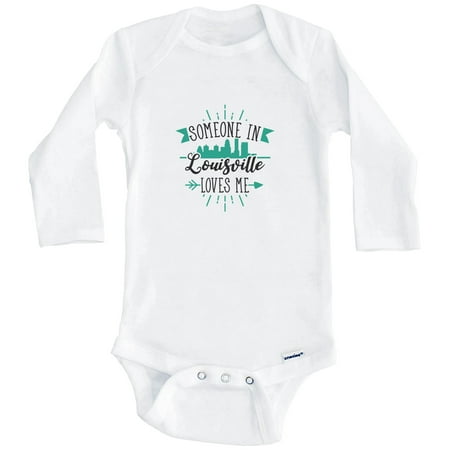 

Someone In Louisville Loves Me Louisville KY Skyline One Piece Baby Bodysuit (Long Sleeve) 3-6 Months White