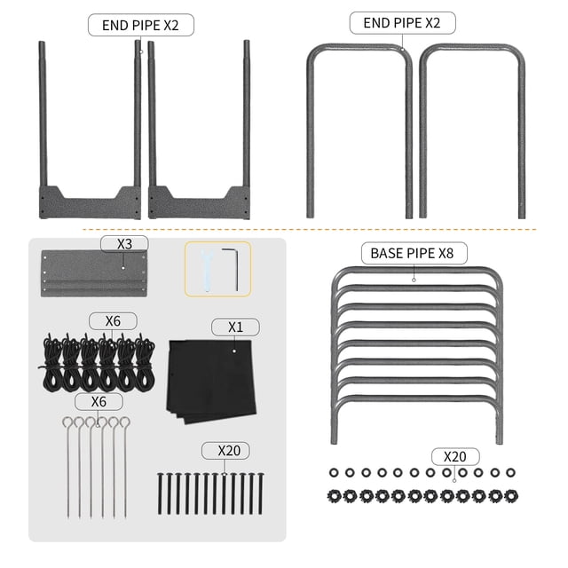 Étagère à Bois de 12 Pi avec Housse Imperméable en Oxford 600d, Étagère de Rangement pour Bûches en Acier Robuste pour Intérieur/extérieur - Support Empilable en Bois pour Foyer