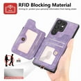 thumbnail image 4 of ShellTech Case for Samsung Galaxy S22 Ultra,Magnetic Leather Card Holder Wallet RFID-Blocking Case Shockproof TPU Ring Holder Kicsktand Cover with Wrist Strap,Purple, 4 of 7