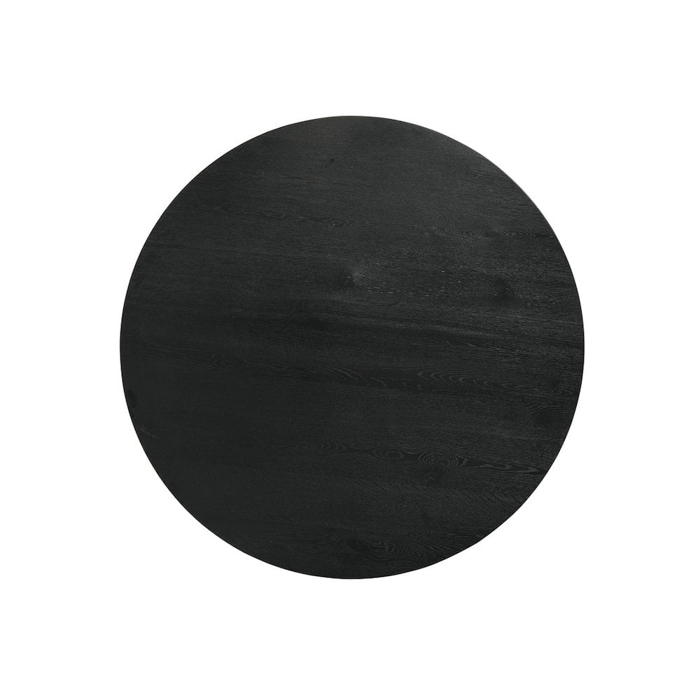 Haven 59" Round Ebony Black Pedestal Wooden Dining Table with Hourglass Base