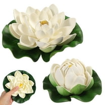 Topbathy 6Pcs White Artificial Lotus Flowers Soft Plastic Floating Pond Decoration