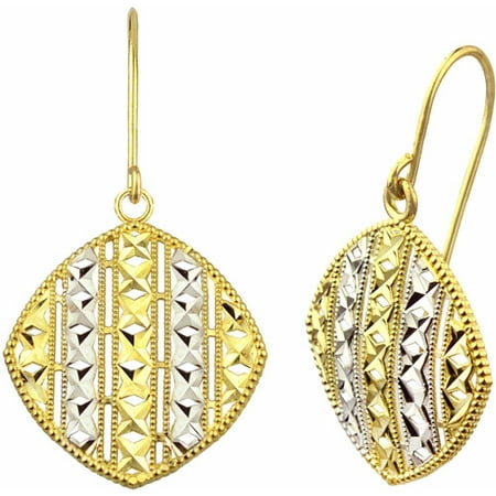 US GOLD 10kt Gold Diamond-Cut Lattice Fashion Earrings