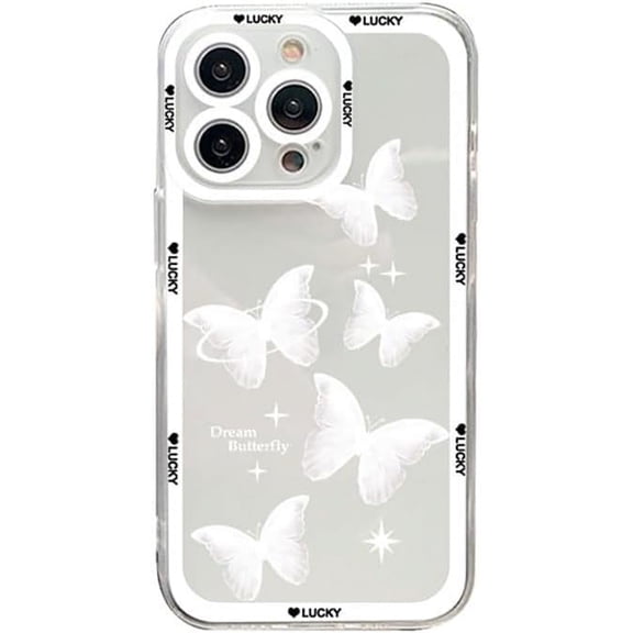 Fashion Butterfly Star Frame Letter Lucky Soft Clear Phone Case Compatible with iPhone Case (Clear,iPhone 11 Pro)