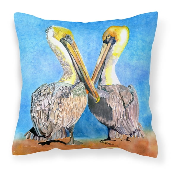 Carolines Treasures 8539PW1414 Bird - Pelican Decorative Canvas Fabric Pillow, 14Hx14W, multicolor