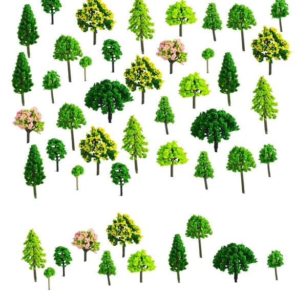 Miniature Forest Railroad Scenery Pine Trees 55 Pieces Models Fake Trees Sand Table, Miniature Trees for Woodland Scenics, Miniature Landscape Scenery, for DIY Crafts Green Plants Decor (3-7cm)