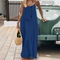 thumbnail image 3 of Hvot&aat Backless Cami Dresses for Women Ice Silk Wrinkled Solid Color Sleeveless Maxi Sundress with Back Tie for Beach Vacation, 3 of 7