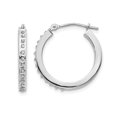 thumbnail image 1 of 14K White Gold Hinged Hoop Earrings with Accent Diamonds(3/4 Inch), 1 of 5