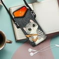 thumbnail image 2 of ZIATUBLES Cellphone Crossbody Case Bag Water Resistant Neoprene Phone Pouch Portable Stylish Sleeve Case with Adjustable Strap Phone Bag , Hook and Loop Fastener, 4 X 8 Inch, Math Cat, 2 of 7