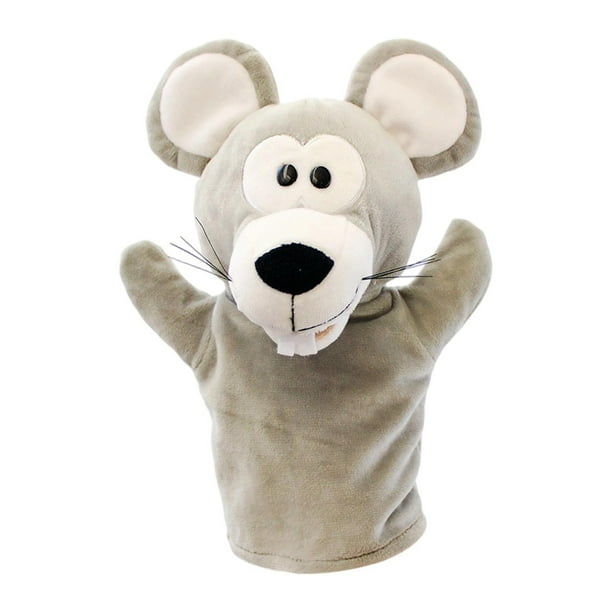 Marionetas de mano de ratón, peluche de animal didáctico para espectáculos teatrales con boca móvil, juguete de peluche suave para divertirse jugando