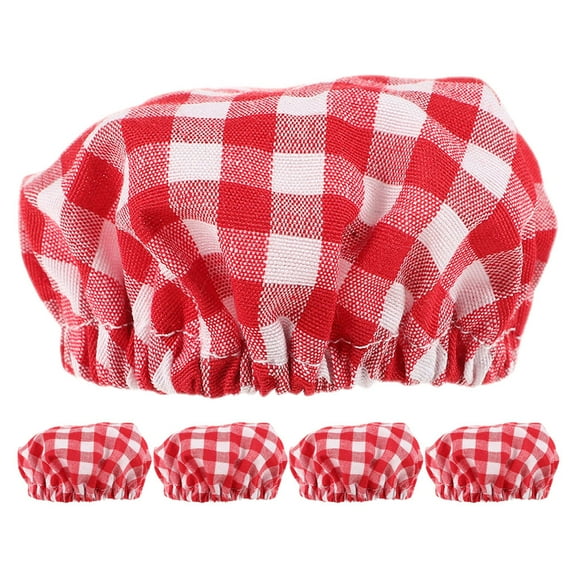 LOLIPPYY 5Pcs Reusable Red Jar Cloth Covers for Kitchen Storage and Sourdough Bread Proofing