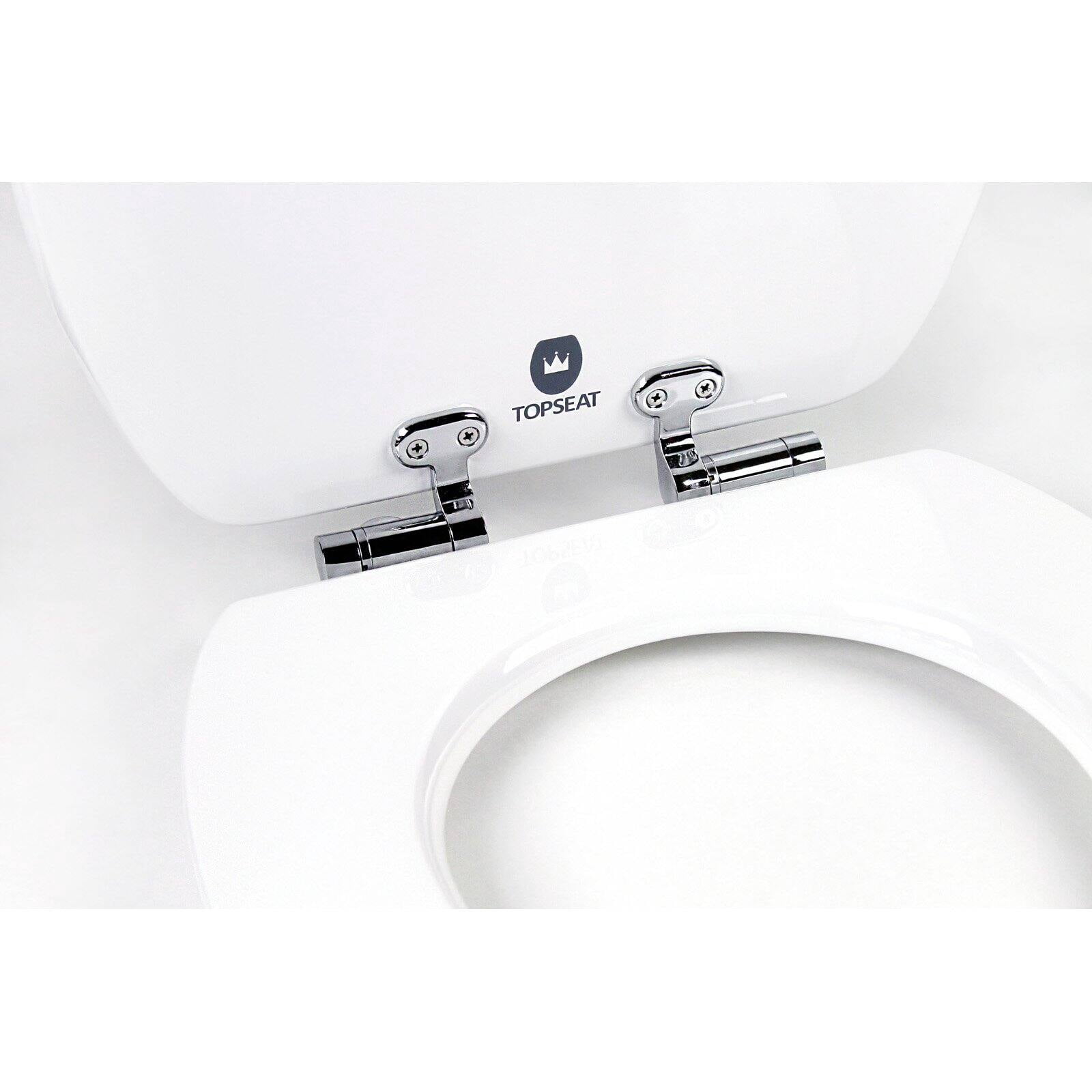 TOPSEAT Art of Acryl Round Toilet Seat w/ Slow Close Chromed Metal Hinges, Wood, Shabby Chic