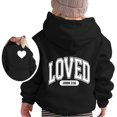 thumbnail image 3 of Kids Hoodies Valentine's Day Long Sleeve Hooded Sweatshirt Letter Print Lightweight Black 6 Years-7 Years, 3 of 6