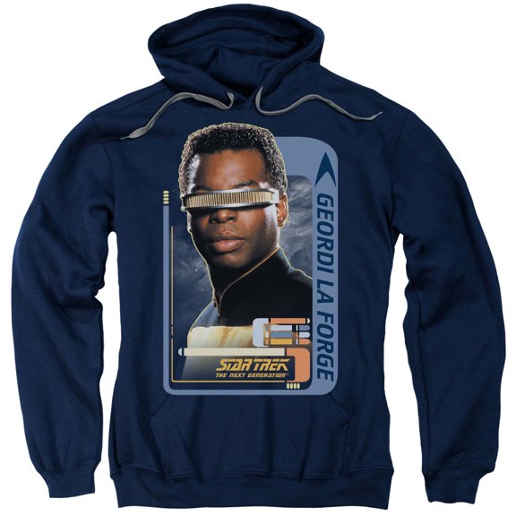Star Trek Geordi Laforge Adult Pullover Hoodie Sweatshirt Navy