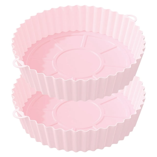 2Pcs Air Friteuse Silicone Pot Réutilisable Air Friteuse Silicone Doublure Résistant à la Chaleur Air Friteuse Panier avec Poignée Alimentaire Durable Sûr