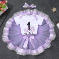 thumbnail image 3 of IBTOM CASTLE Baby Girl Cake Smash 1st Birthday Elephant Onesie Party Outfit Princess Romper+Tutu Skirt+Headband Photo Props Clothes 1 Year Love-Purple, 3 of 8