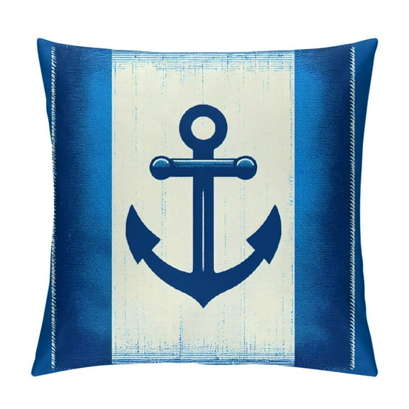 JRXY  Standard Pillow Sham for Navy and White Anchors Away Nautical Bedding White