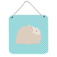thumbnail image 1 of Fluffy Angora Rabbit Blue Check Wall or Door Hanging Prints, 6 x 6 in., 1 of 1