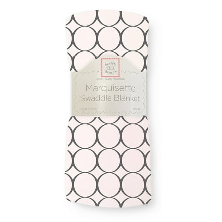Marquisette Swaddle Blanket - Soft Black Mod Circles, Soft Pink