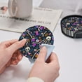thumbnail image 6 of LNWH Non-Slip Decorative Drink Coasters, Festival Skeletons Colourful Flowers Pattern Drink Mats with Holder, 6Pcs, 6 of 8