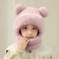 thumbnail image 4 of Lorytime Kids Winter Hat with Neck Warmer Attached Warm Scarf Bear Ears Cap Windproof Double Layer Hat 3-6 Years, 4 of 4