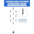 thumbnail image 3 of BLUEWING 18in Upgraded Fishing Spreader Bar Canyon with 9in Floating Squids, Trolling Birds, Big Game Trolling Lure and 316 Stainless Steel Rod for Wahoo Tuna Marlin Mahi Mahi, Black/Purple, 3 of 9