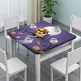 thumbnail image 3 of Seasonal Halloween Table Cover 36x36 Square - Elastic Hem Stretch Fabric with Spooky Pumpkin and Ghost Design for Holiday Dining, 3 of 6