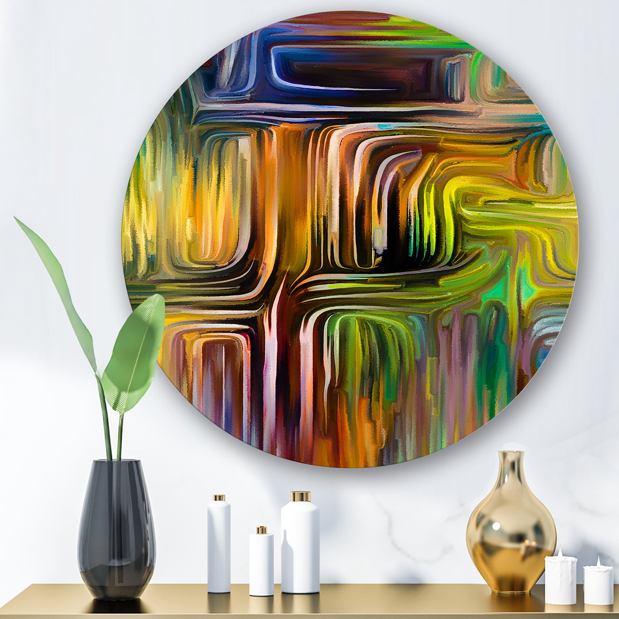 Designart 'Colour Spiral Fusion I' Modern Circle Metal Wall Art 23x23 - Disc of 23