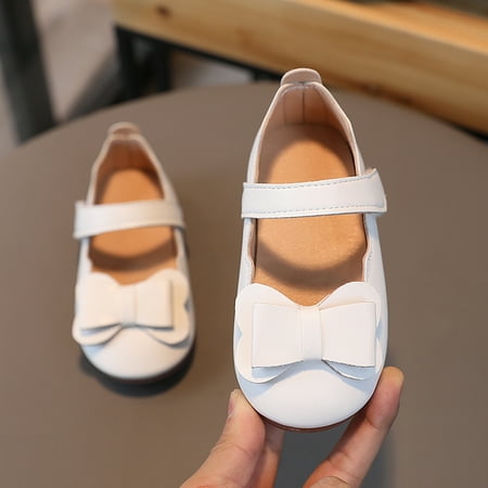 

Girls Mary Jane Flats Bowknot Design Soft Sole Anti Slip Lightweight Breathable Hook & Loop Fastener Shoes