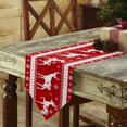 thumbnail image 3 of Table Runner Dresser Scarves Christmas Santa Elks and Snowflakes Cotton Linen Burlap Table Cover on Red and White Table Runners for Family Kitchen Dining Holiday Party Banquet Decor, 3 of 5