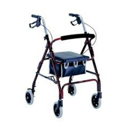 Merits W462BLUE 4-Wheeled Rollator Aluminum Loop Brake 6 Inch Wheels - Blue