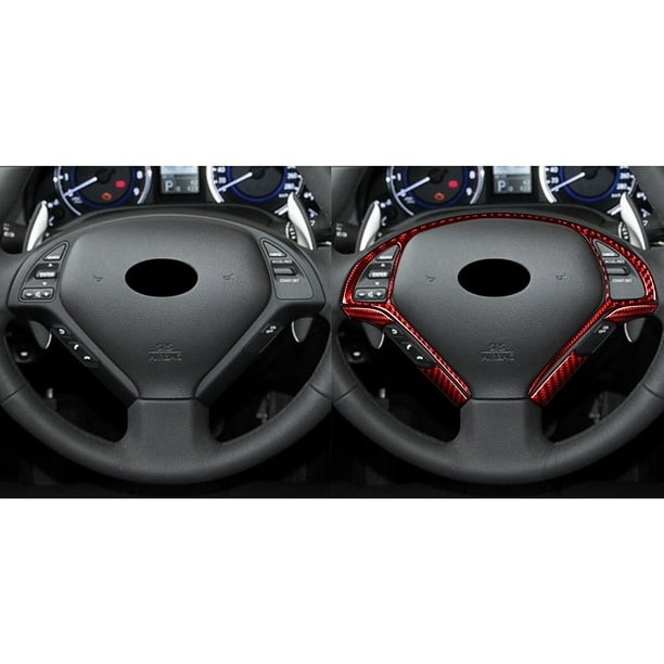 MYG 5pcs Red Carbon Fiber Steering Wheel Set Cover Trim for
