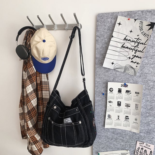 Bolso bandolera para mujer Bolsos de moda Casual para vacaciones de fin de semana (Negro)