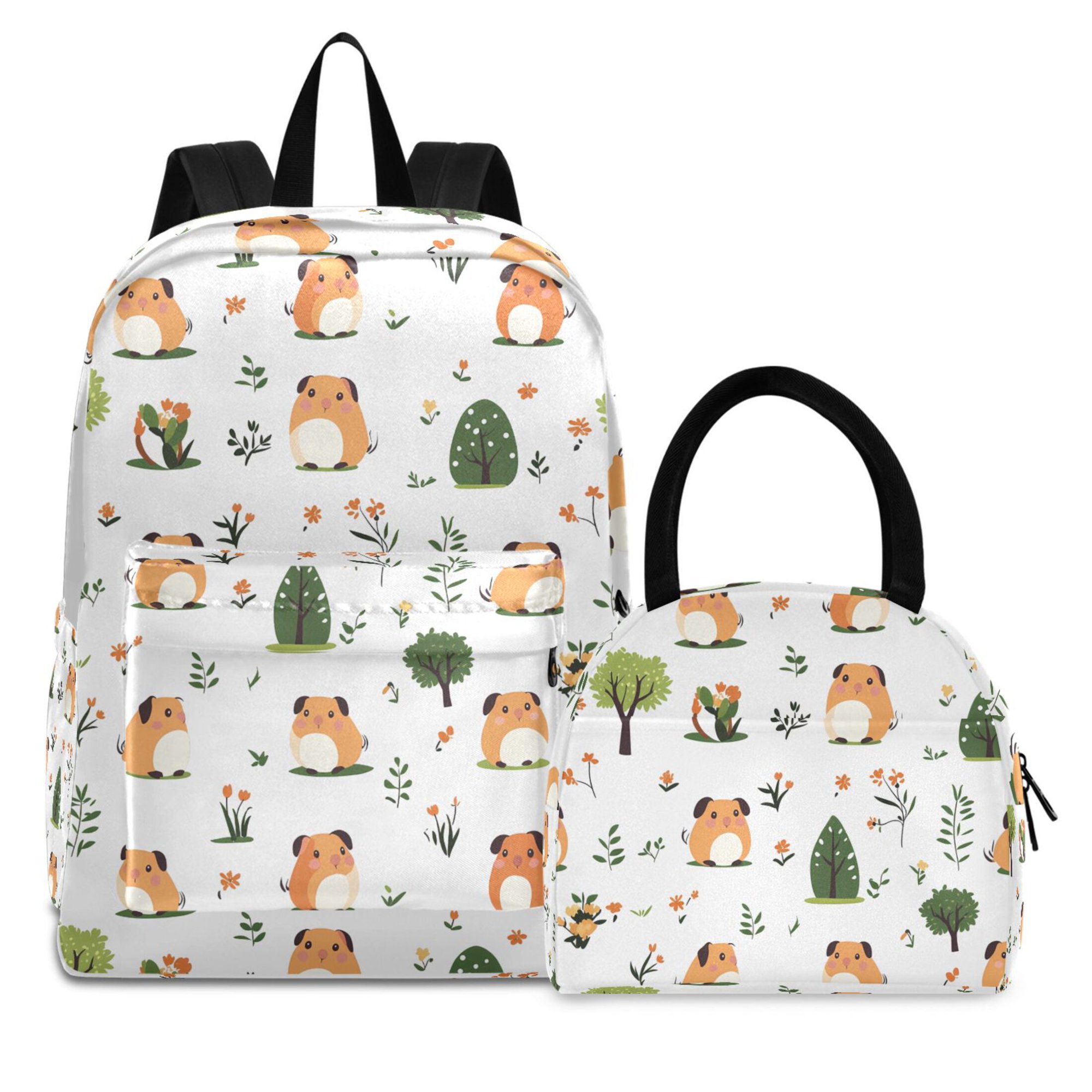 ALAZA Backpack Set Cute Capybara Elementary School Bags Student BookBag with Lunch Bag