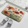 thumbnail image 3 of Poppy Print Bath Rug, Coral Velvet, 16"x24",Machine Washable Bath Mats for Bathroom Floor, Tub and Shower, Home Decor Accessories, 3 of 8