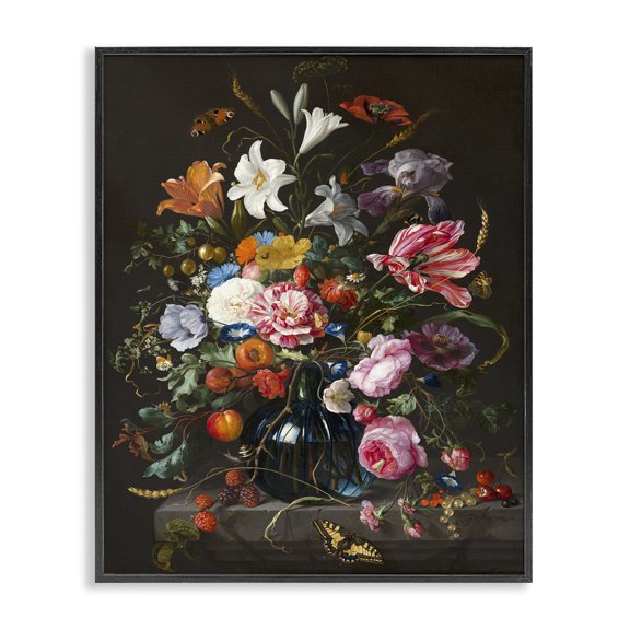 Stupell Industries French Country Flowers in Vase Classic Black Framed Giclee Art, 11 x 14, by Abraham Mignon