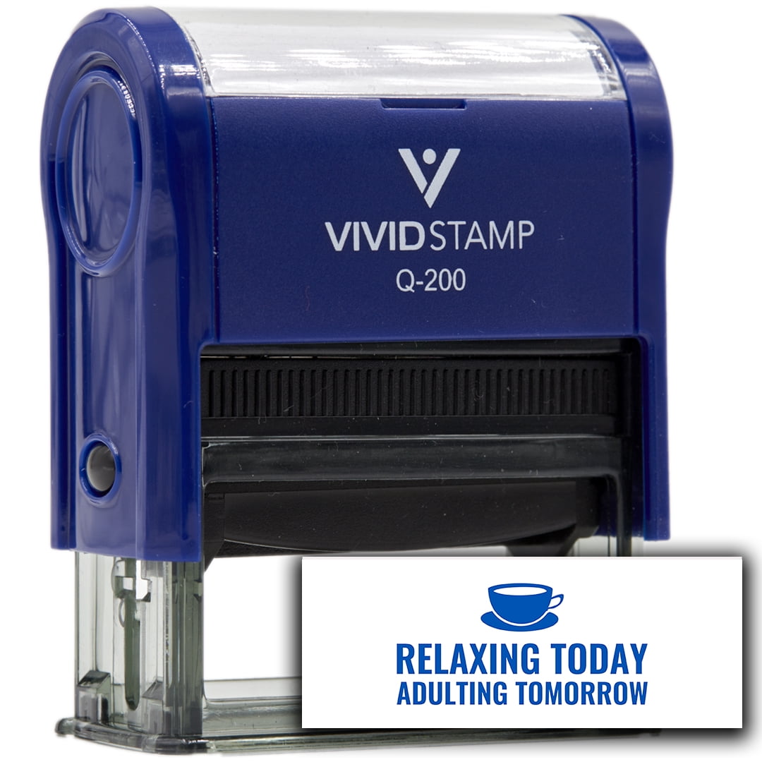 (3 pack) All Quality Relaxing Today Adulting Tomorrow Self-Inking Rubber Stamp | Agenda Planning Stamps (Blue Ink) - Q-200