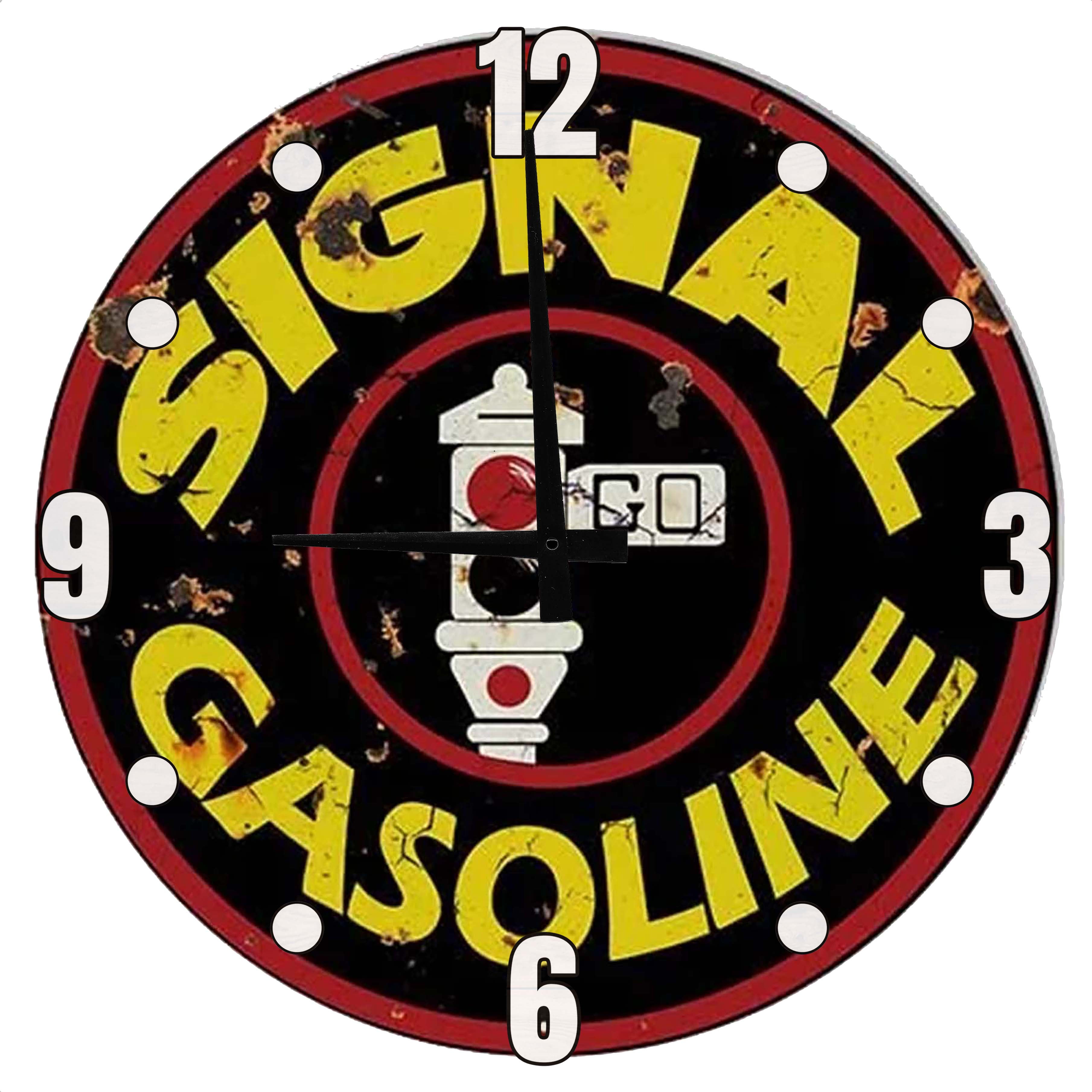 Wood Wall Clock Traffic Light Gasoline Garage Large Wall Clock 18 Inch