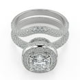 thumbnail image 5 of Cushion Cut Halo Bridal Set Women's Engagement Ring, Hidden Halo wave Stackable Wedding Ring, 2.2 Ct Simulated Diamond, 14K White Gold Plated, Pave Set Anniversary Gift For Her Special Ocassion, 5 of 5