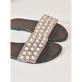 thumbnail image 3 of Women Rhinestone & Faux Pearl Decor Slide Sandals, Fashion Summer Flat Sandals, 3 of 4