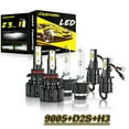 thumbnail image 1 of 9005+D2S+H3 LED HID Headlights High Low Beam Fog Light Bulbs 6000K Kit Set of 6, 1 of 12