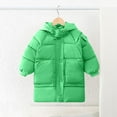 thumbnail image 2 of ZQUUVOU Kids Toddler Long Hooded Jacket Zipper Solid Color Padded Cotton Jacket Windproof Insulated Warm Winter Coat Green, 2 of 6
