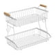 thumbnail image 3 of Cesta de frutas de 2 niveles, organizador de verduras, portátil, con asa, de hierro Blanco, 3 of 9
