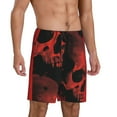 thumbnail image 2 of Kdxio Red And Black Abstract Skull Print Mens Sleep Shorts Bottoms Soft Comfy Pajama Wear Pants with Drawstring Pockets, 2 of 5