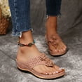 thumbnail image 2 of Women Summer Roman Comfy Sandals Flat Bottomed On Clip Toe Flip Flops Slider T Strap Sandals With Arch Support Open Sports Sandals for Women Wide Width Dressy Wedge Sandals for Women Fashion, 2 of 5