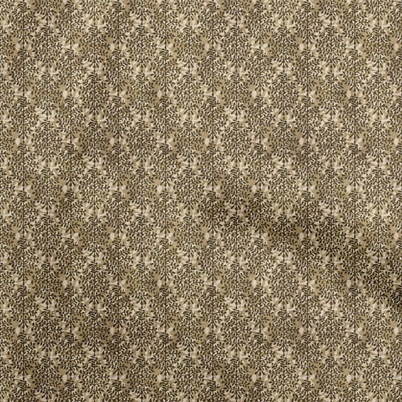 oneOone Cotton Poplin Brown Fabric Asian Dabu Print Sewing Craft Projects Fabric Prints By Yard 42 Inch Wide