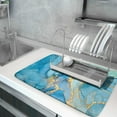 thumbnail image 5 of Teal Turquoise Marbled Dish Drying Mat for Kitchen Counter 16x18 Inch Microfiber Absorbent Dish Drying Pad Abstract Art Dish Drainer Rack Mats Reversible Kitchen Accessories for Counter, 5 of 6